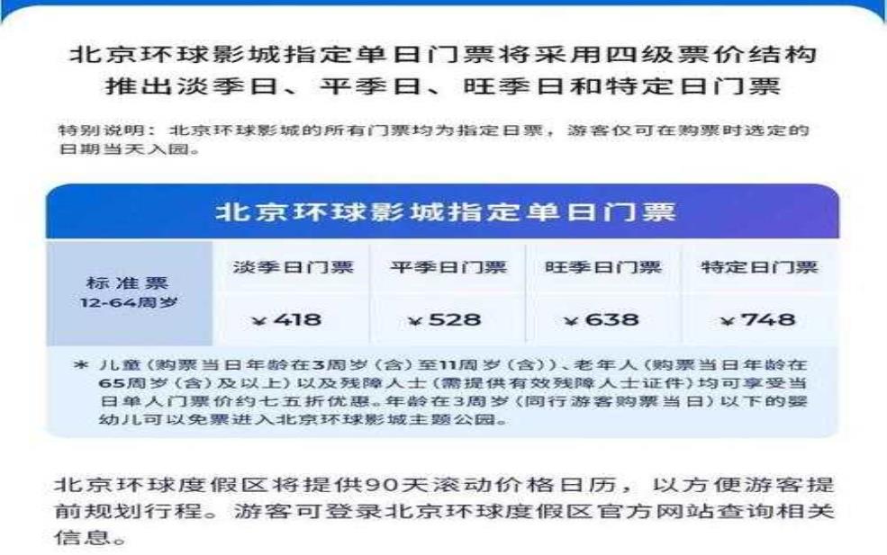 北京环球影城门票价格公布,你打算什么时候去玩