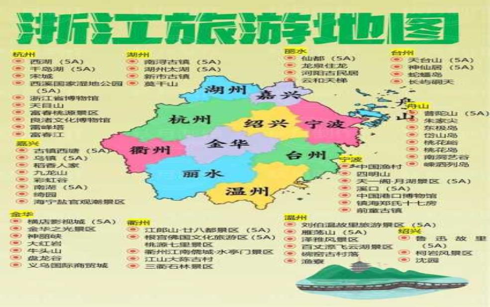  浙江省旅游地图：哪些地方最值得玩？ 