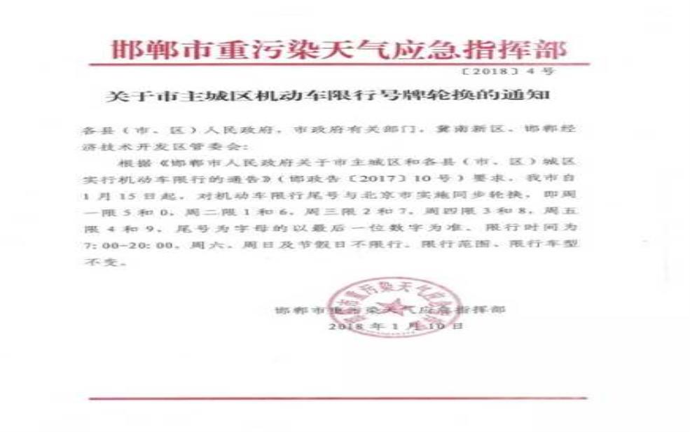 平乡交警大队限号通知:你车限号了没?