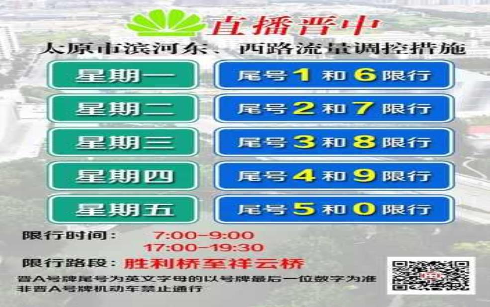榆次五月限号查询:今天几号车不能上路?