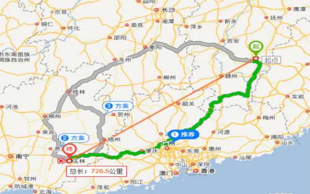 江西离广西有多远:自驾油费要多少?