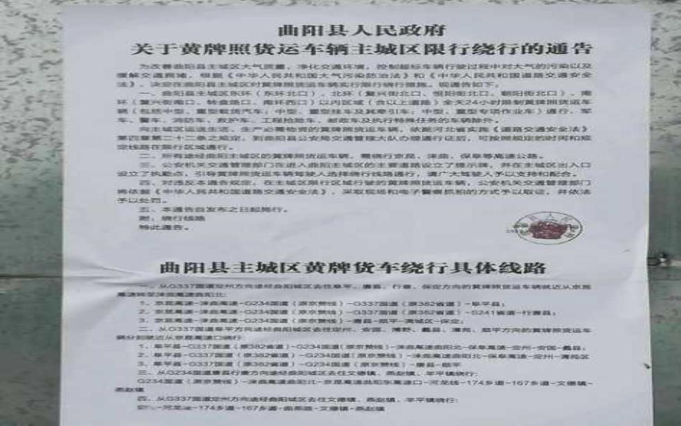 曲阳限行通知最新2024:哪些车牌不能进城?