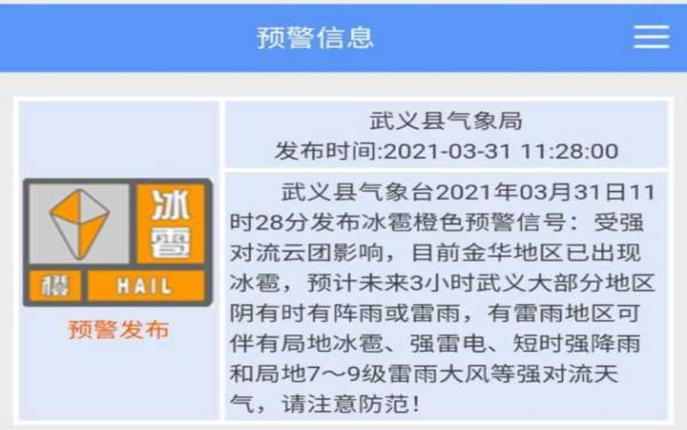 莱州天气雷达报警:今天会下冰雹吗?