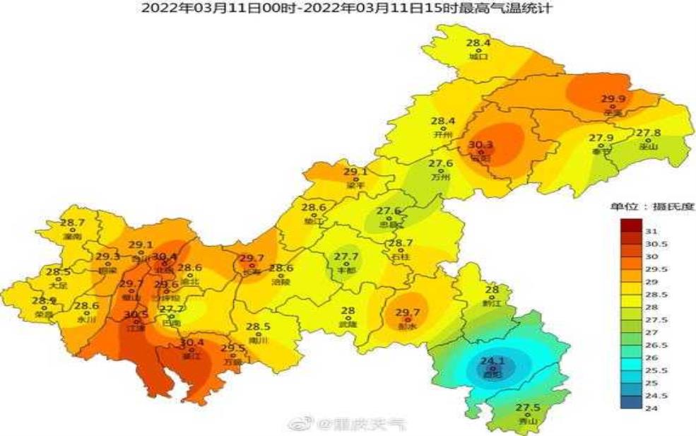 中坝大峡谷天气, 今天的气温和预报如何?