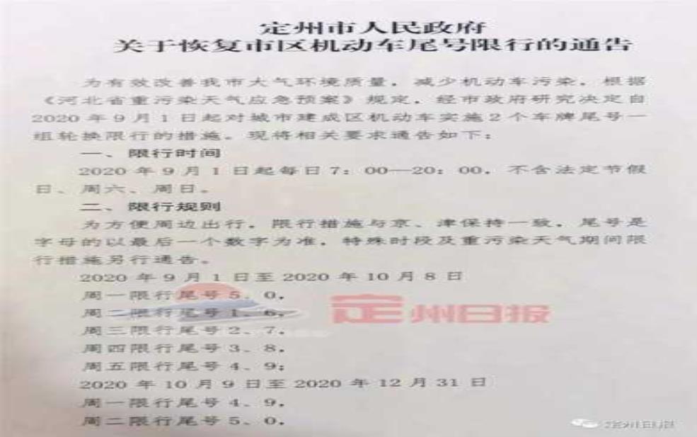  定州8月限号政策影响，如何合理规划出行？ 