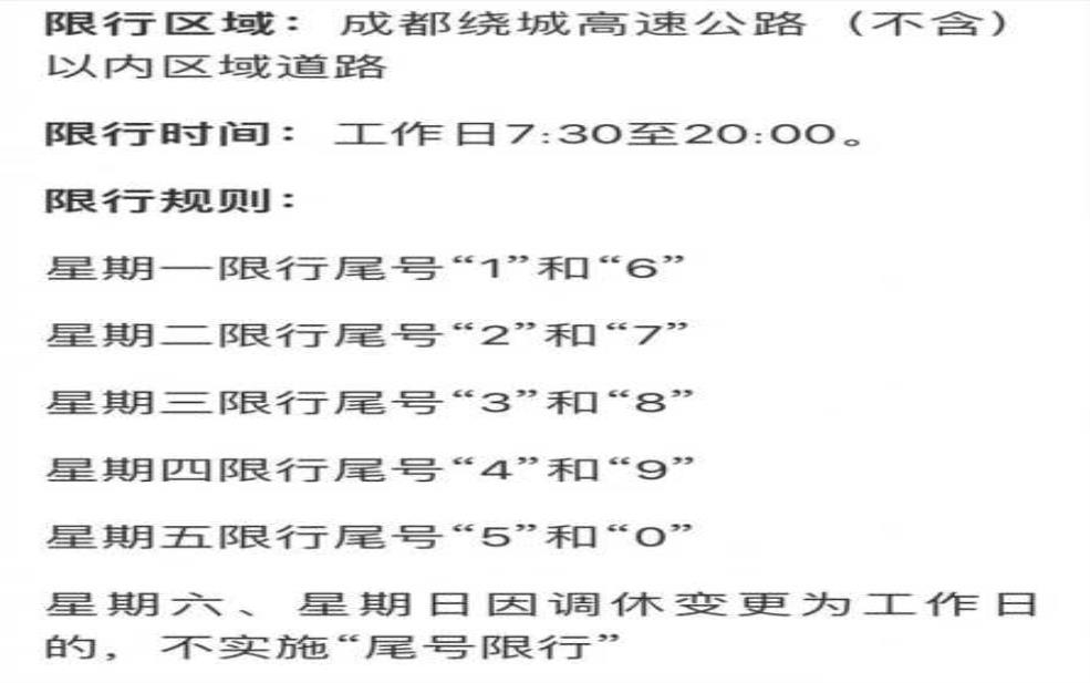 成都车限号还是一整天, 了解规则避免罚款