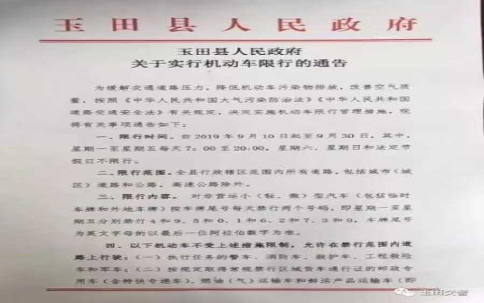  明天玉田限号吗，了解限行政策及影响 