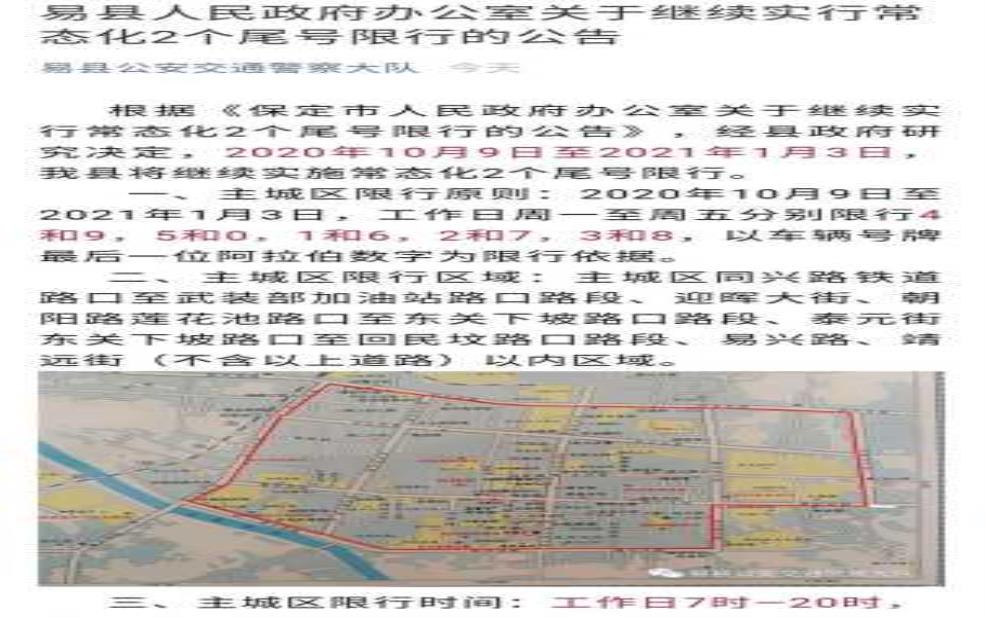  易县限号范围,具体规定有哪些？ 