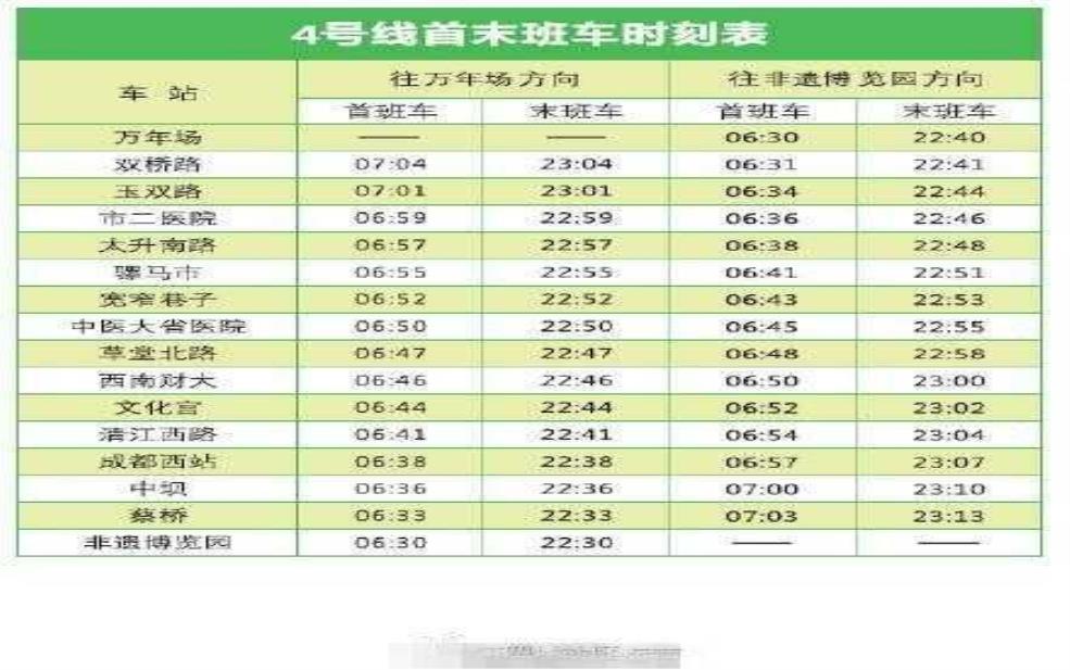 4号线首末车时间_了解你的出行安排