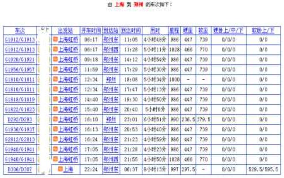  上海到郑州动车时刻表_最新时刻与票价信息 