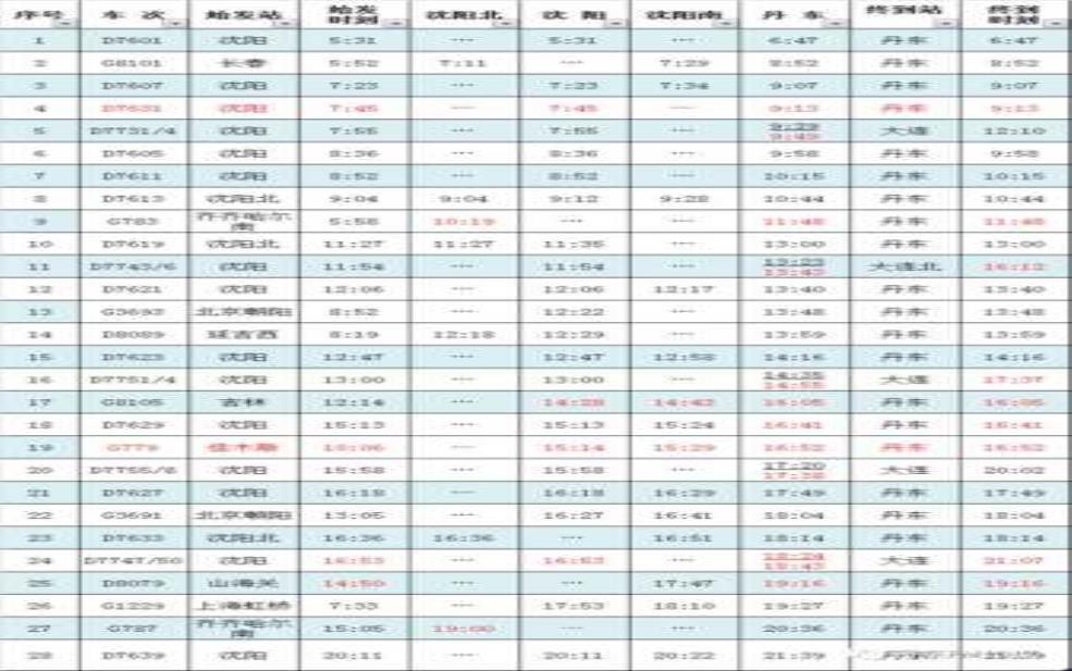 丹东列车时刻表_最新查询及使用技巧