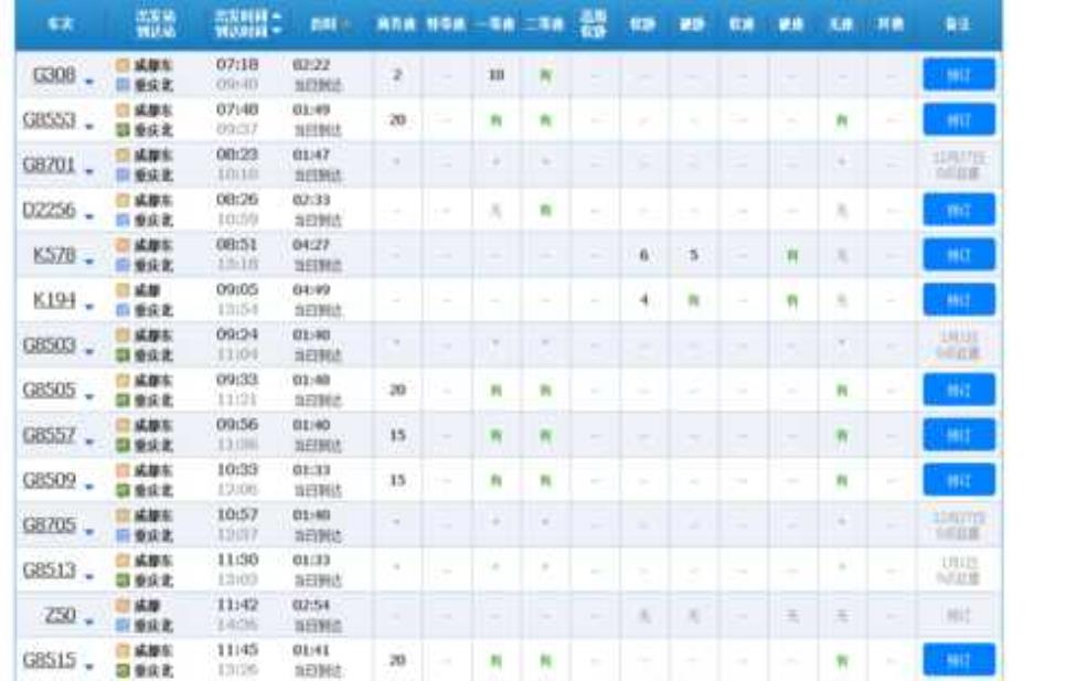 成都到重庆的火车时刻表_最新时刻与购票攻略 