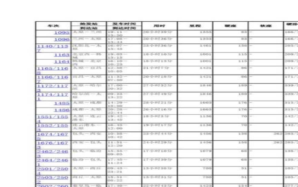  列车时刻表及票价查询_2011年最新信息获取方法 