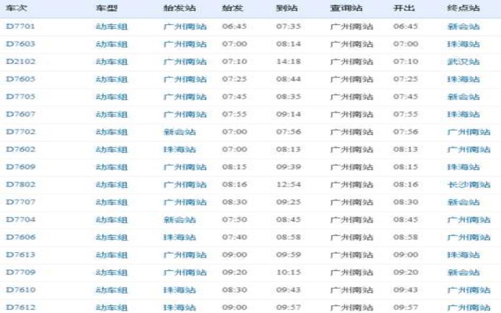  广州南站高铁时刻表_最新发车时间查询 